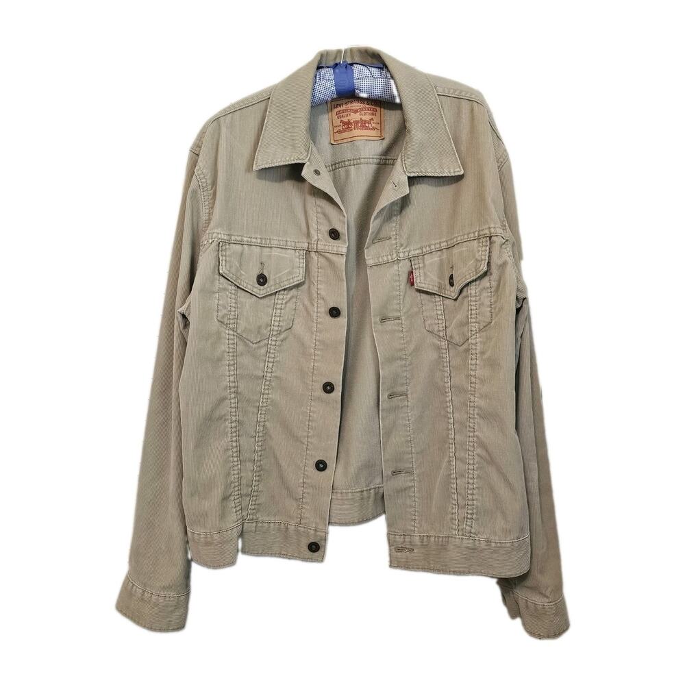 Levi's Men's Corduroy Trucker Jacket Tan Beige Size Large L Type 3 Coat Casual